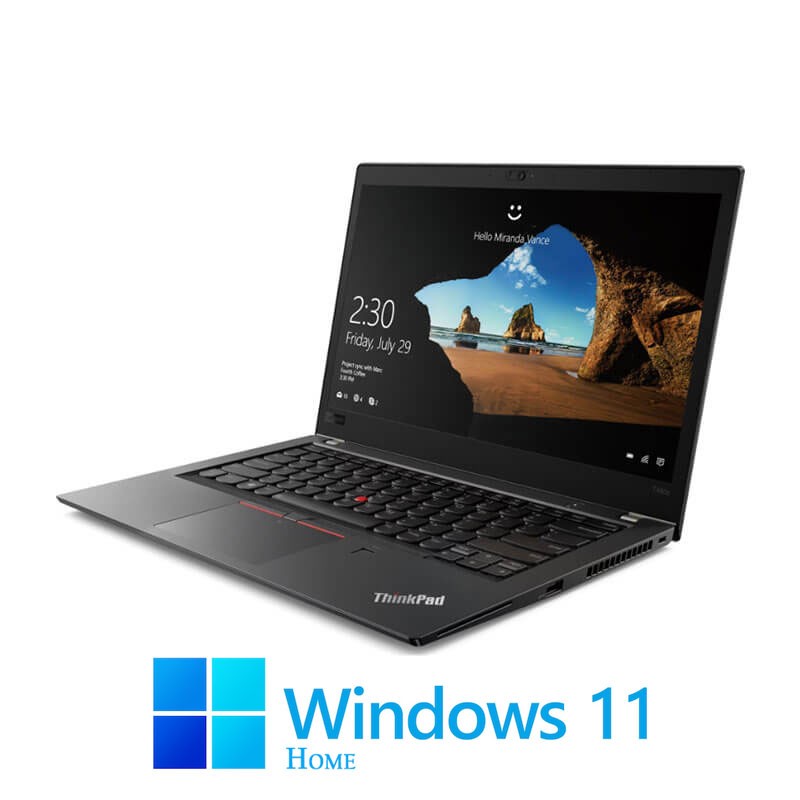 Laptop Lenovo T480s, Quad Core i5-8250U, 16GB, Display NOU FHD, Win 11 Home