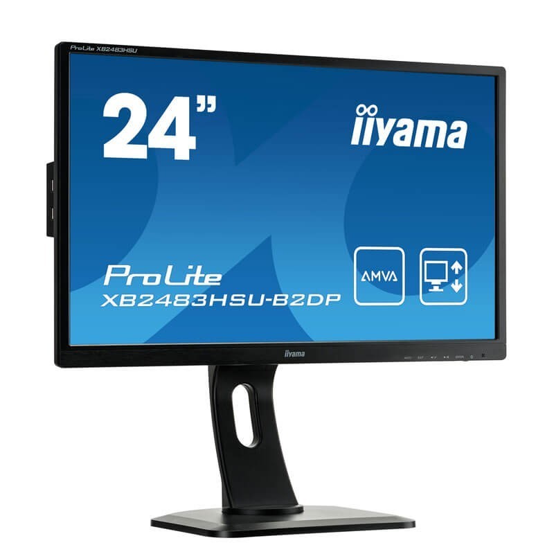 Monitor LED Iiyama ProLite XB2483HSU-B2DP, 24 inci Full HD, Panel AMVA